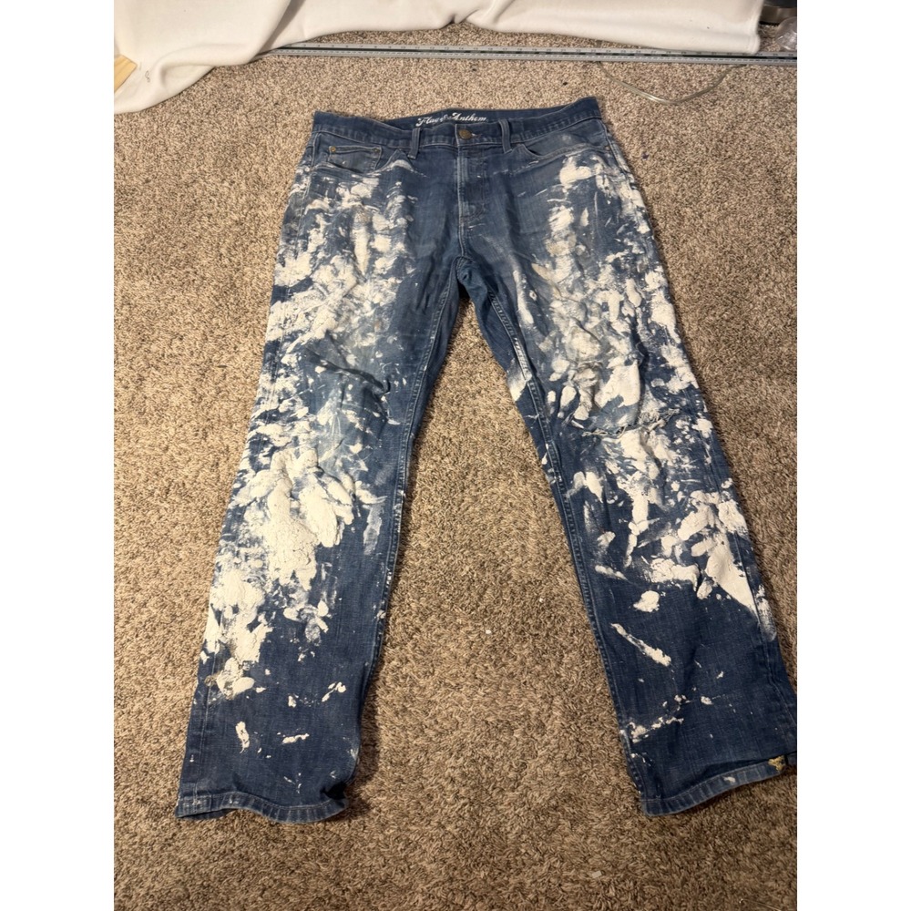 Flag & Anthem Jeans Mens 35x30 Bennington Wash Paint Splatter Distressed Y2K